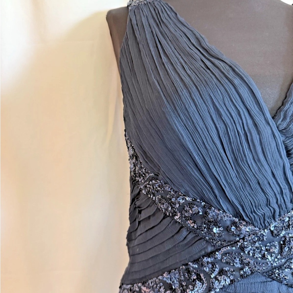 Tadashi Collection Navy Silk Sequin Cocktail Dress - Size 10 Medium - Picture 2 of 5